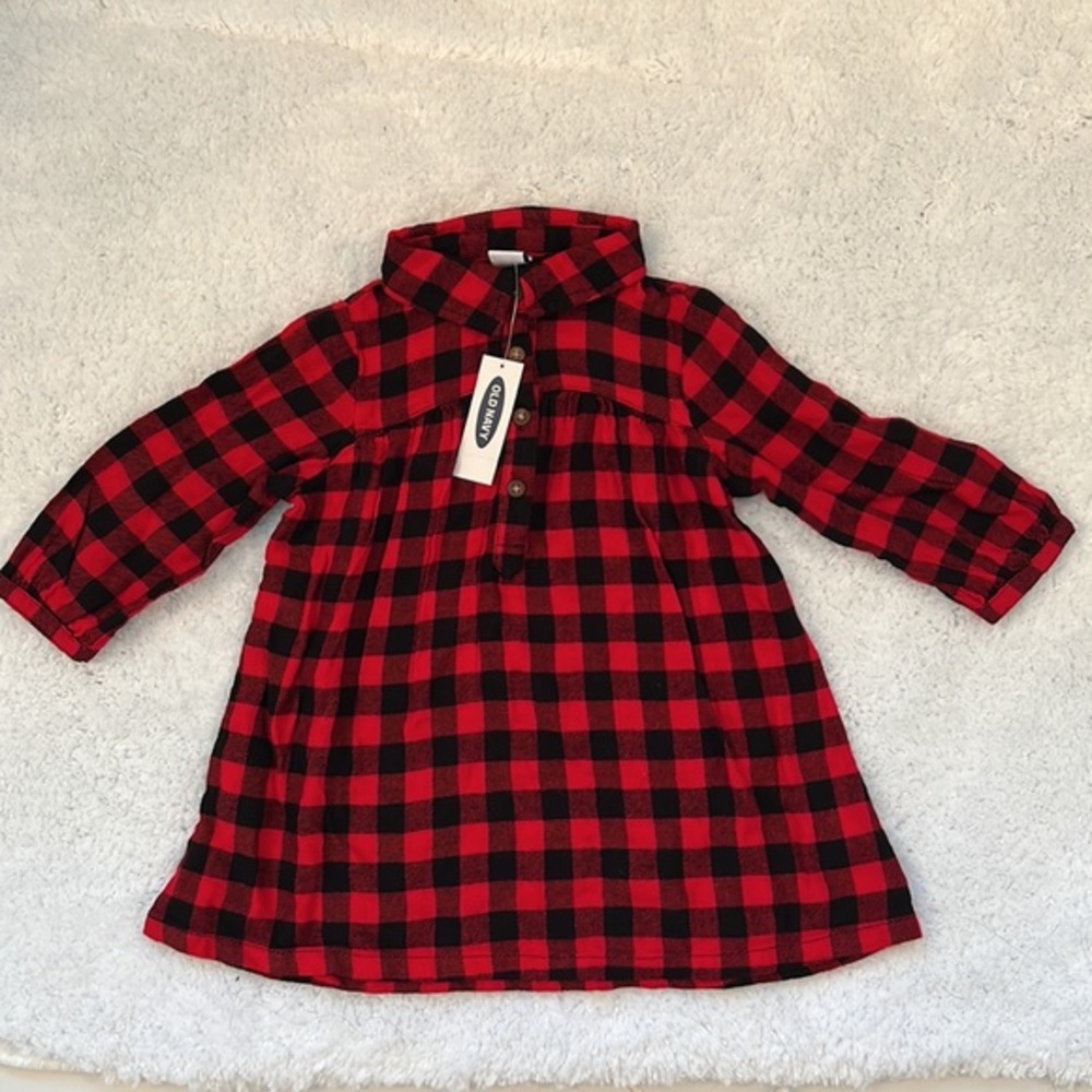 NWT Old Navy plaid girls shirt size 12-18 months